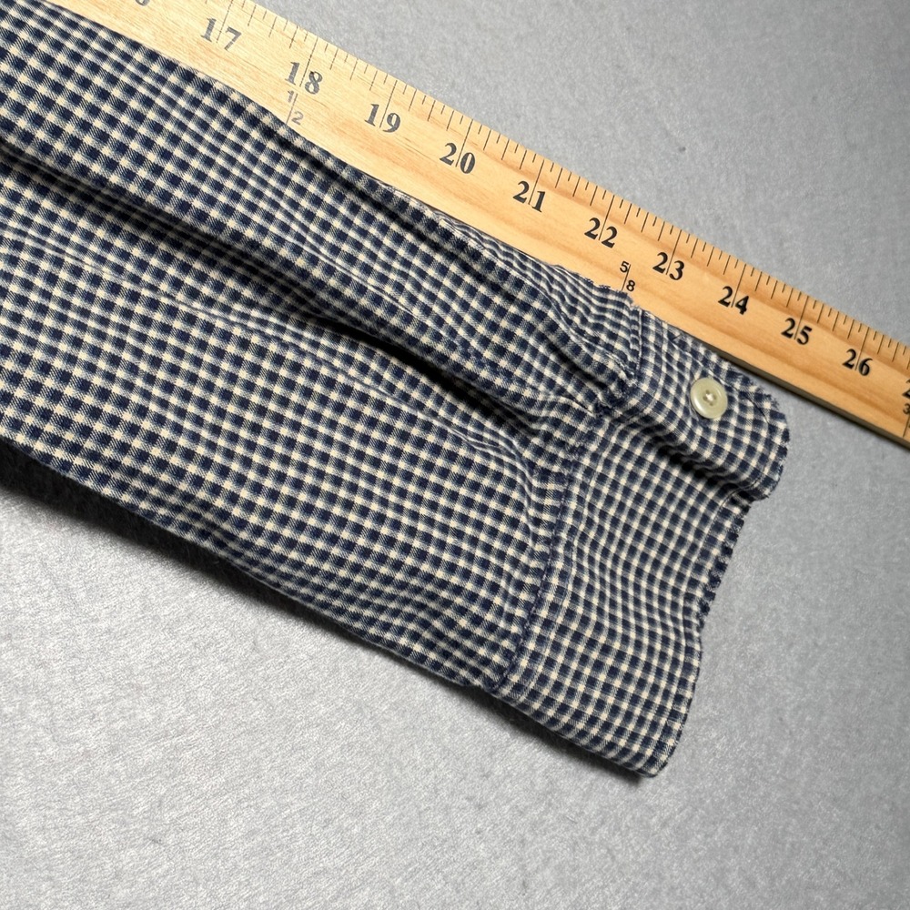 Abercrombie & Fitch Mens Navy White Gingham Button Down Shirt Size M 100% Cotton - Picture 9 of 12